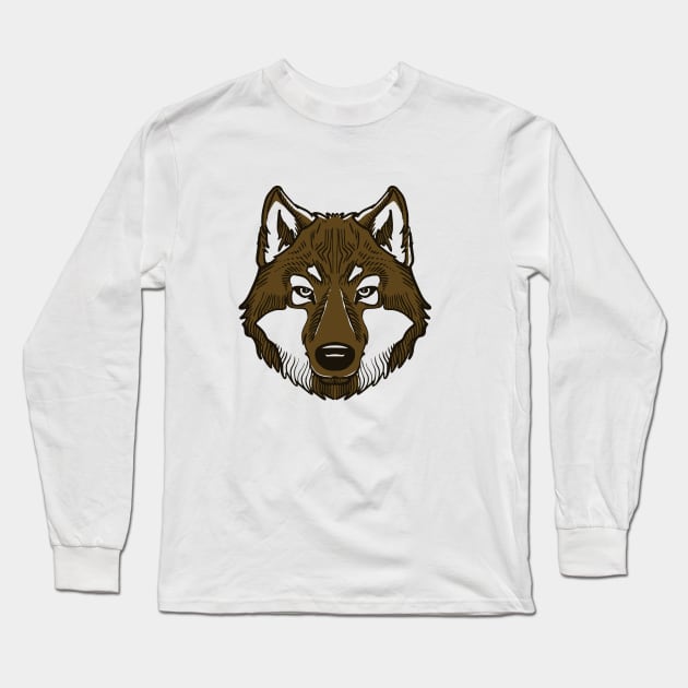 Wolf Face Long Sleeve T-Shirt by TomiAx